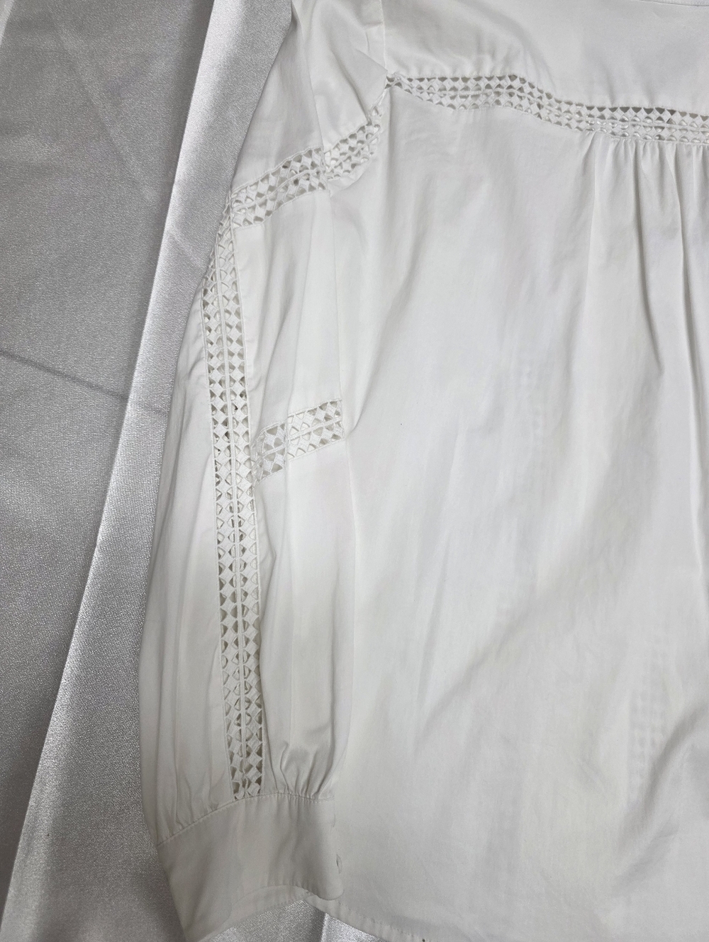White House Black Market & Spruce Ivory Crochet-Trim Peasant Blouse - Picture 10 of 12